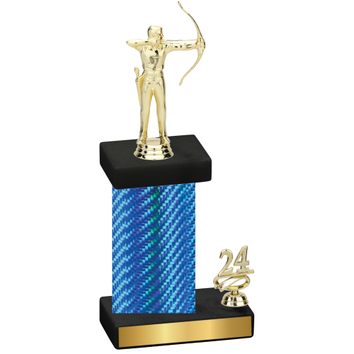 Accented Single Blue Carbon Fiber Year Archery Trophy