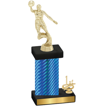 Accented Single Blue Carbon Fiber First Place Basketball Trophy