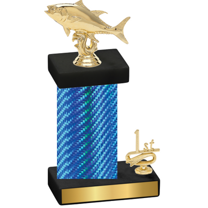 Accented Single Blue Carbon Fiber First Place Fishing Trophy