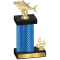 Accented Single Blue Carbon Fiber Fourth Place Fishing Trophy