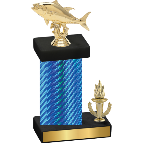 Accented Single Blue Carbon Fiber Victory Fishing Trophy