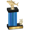 Accented Single Blue Carbon Fiber Year Fishing Trophy