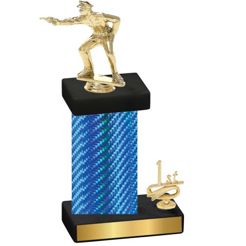 Accented Single Blue Carbon Fiber First Place Shooter Trophy