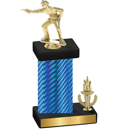 Accented Single Blue Carbon Fiber Victory Shooter Trophy