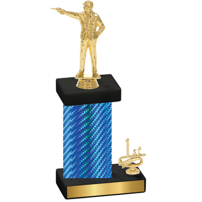 Accented Single Blue Carbon Fiber First Place Shooter Trophy