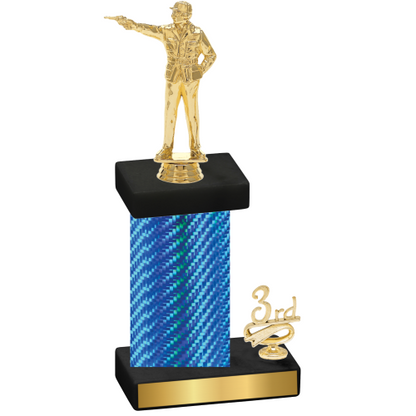 Accented Single Blue Carbon Fiber Third Place Shooter Trophy