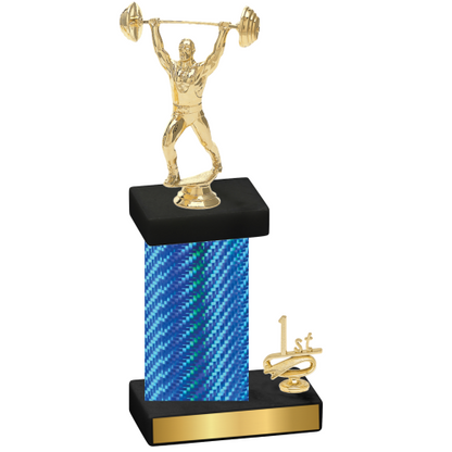 Accented Single Blue Carbon Fiber First Place Weights Trophy