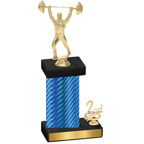 Accented Single Blue Carbon Fiber Second Place Weights Trophy