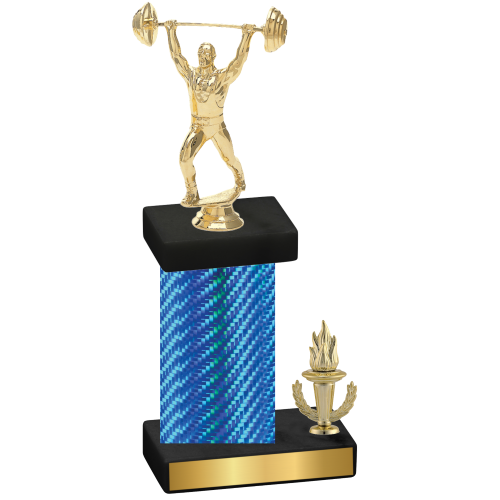 Accented Single Blue Carbon Fiber Victory Weights Trophy