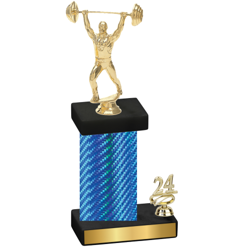 Accented Single Blue Carbon Fiber Year Weights Trophy