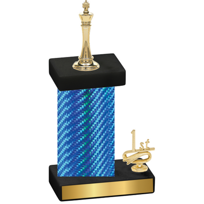 Accented Single Blue Carbon Fiber First Place Chess Trophy