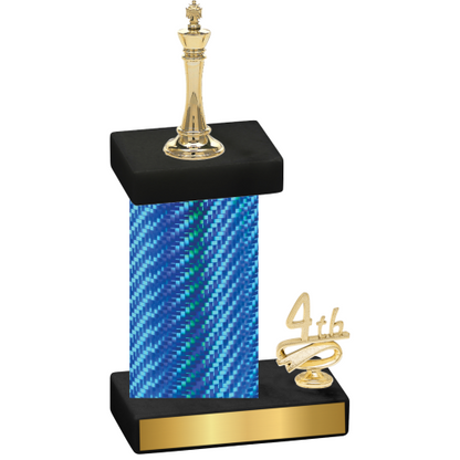 Accented Single Blue Carbon Fiber Fourth Place Chess Trophy