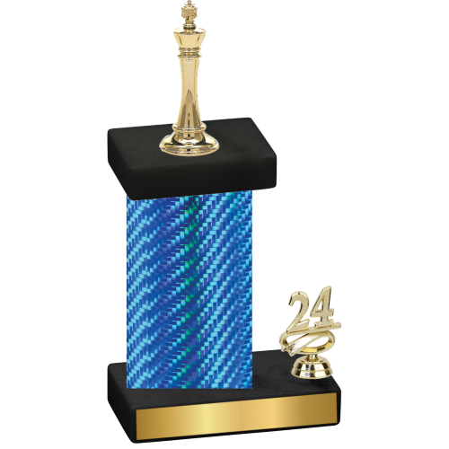 Accented Single Blue Carbon Fiber Year Chess Trophy