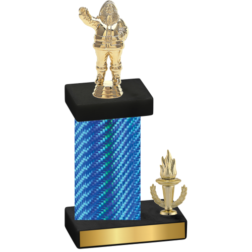 Accented Single Blue Carbon Fiber Victory Holiday Trophy