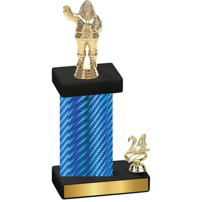 Accented Single Blue Carbon Fiber Year Holiday Trophy