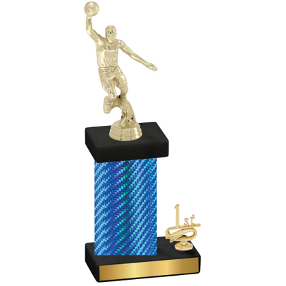 Accented Single Blue Carbon Fiber First Place Basketball Trophy