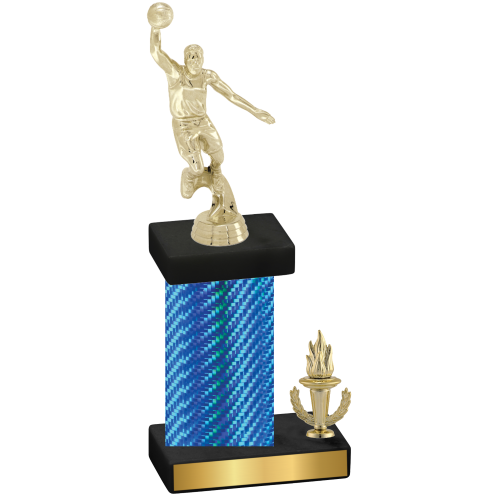 Accented Single Blue Carbon Fiber Victory Basketball Trophy