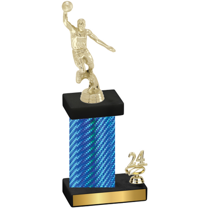 Accented Single Blue Carbon Fiber Year Basketball Trophy