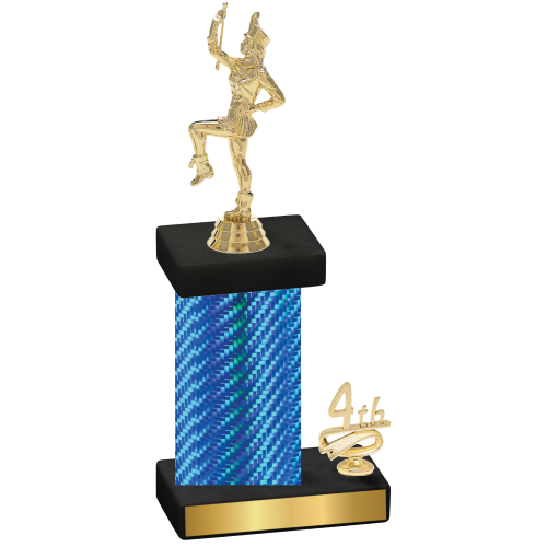 Accented Single Blue Carbon Fiber Fourth Place Majorette Trophy