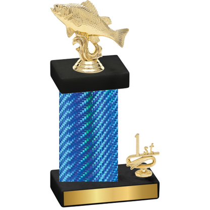 Accented Single Blue Carbon Fiber First Place Fishing Trophy