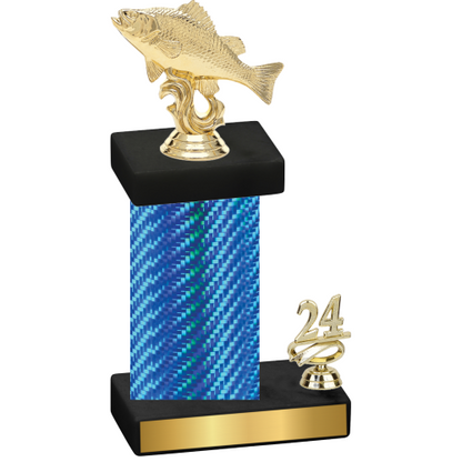 Accented Single Blue Carbon Fiber Year Fishing Trophy