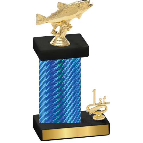 Accented Single Blue Carbon Fiber First Place Fishing Trophy