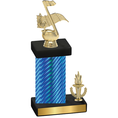 Accented Single Blue Carbon Fiber Victory Music Trophy