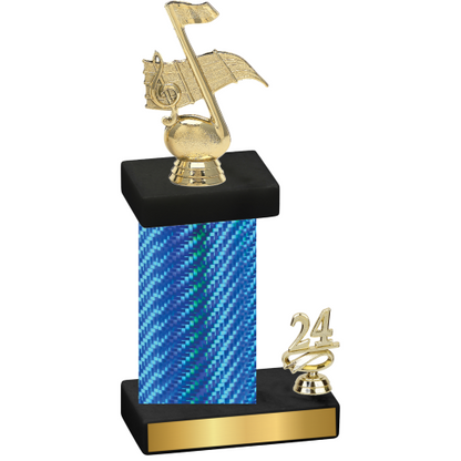 Accented Single Blue Carbon Fiber Year Music Trophy