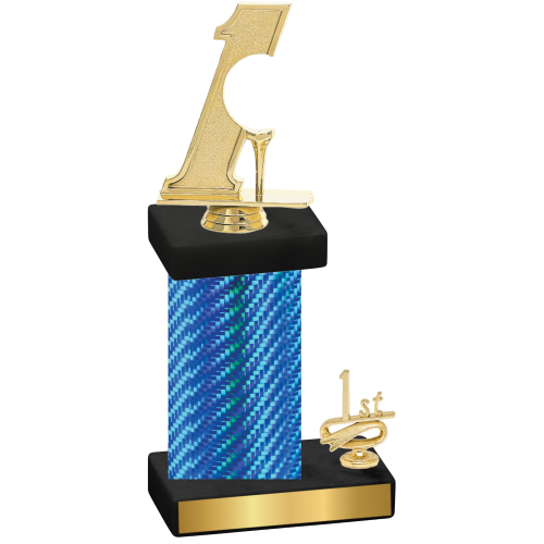 Accented Single Blue Carbon Fiber First Place Golf Trophy