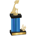 Accented Single Blue Carbon Fiber Fourth Place Golf Trophy
