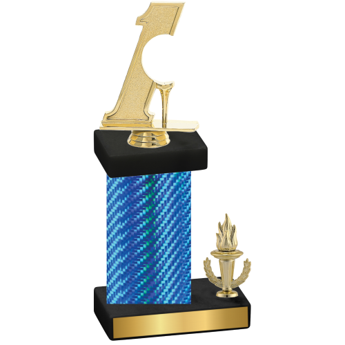 Accented Single Blue Carbon Fiber Victory Golf Trophy