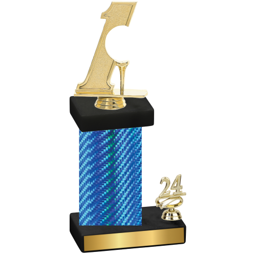 Accented Single Blue Carbon Fiber Year Golf Trophy