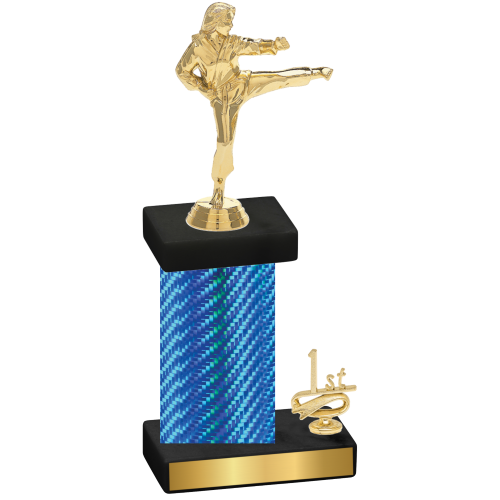 Accented Single Blue Carbon Fiber First Place Karate Trophy