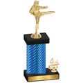 Accented Single Blue Carbon Fiber Fourth Place Karate Trophy