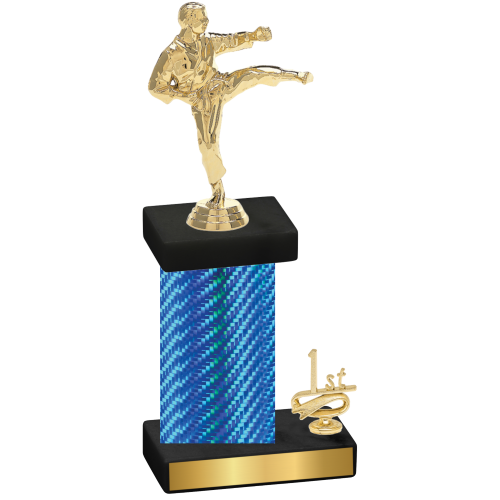 Accented Single Blue Carbon Fiber First Place Karate Trophy