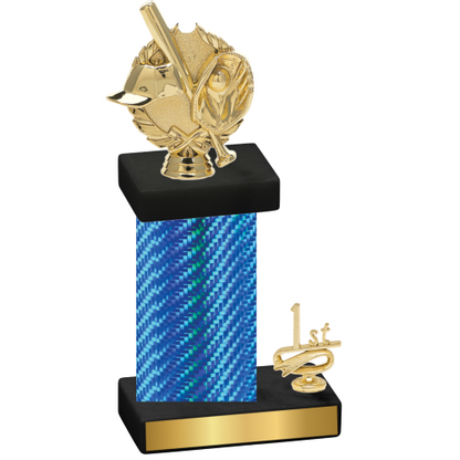 Accented Single Blue Carbon Fiber First Place Baseball Trophy