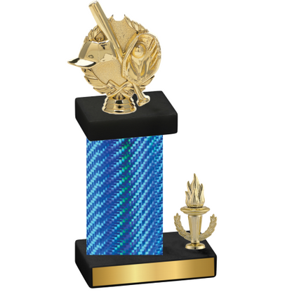 Accented Single Blue Carbon Fiber Victory Baseball Trophy