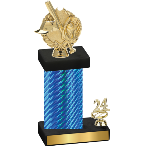 Accented Single Blue Carbon Fiber Year Baseball Trophy