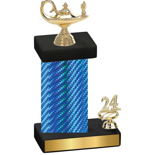 Accented Single Blue Carbon Fiber Year Academics Trophy