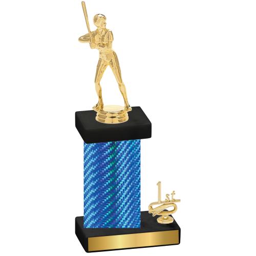 Accented Single Blue Carbon Fiber First Place Softball Trophy