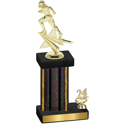Accented Single Black Glacier Year Football Trophy