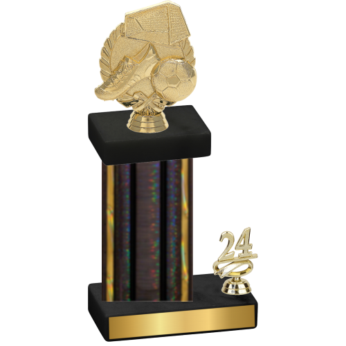 Accented Single Black Glacier Year Soccer Trophy