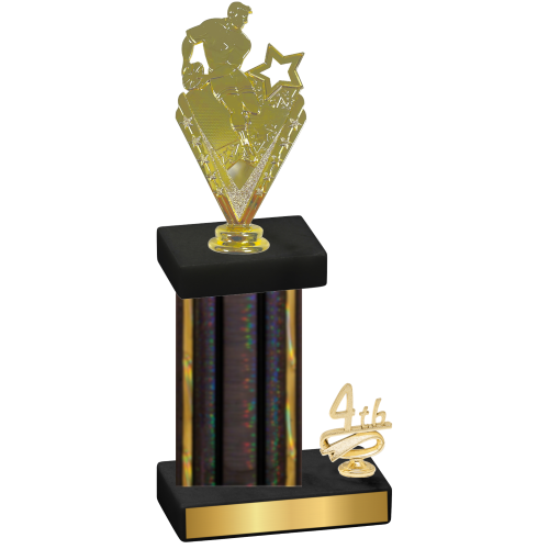 Accented Single Black Glacier Fourth Place Rugby Trophy