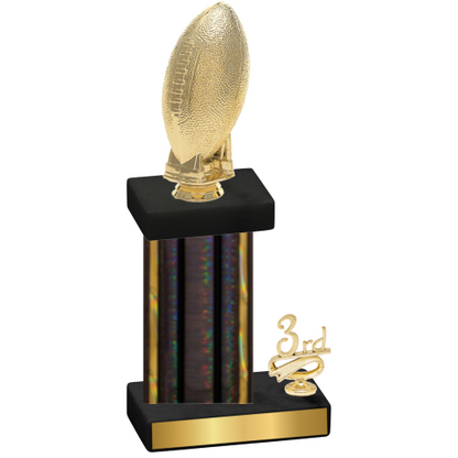 Accented Single Black Glacier Third Place Football Trophy