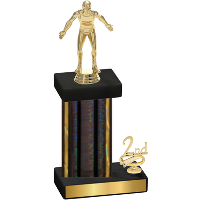 Accented Single Black Glacier Second Place Wrestling Trophy