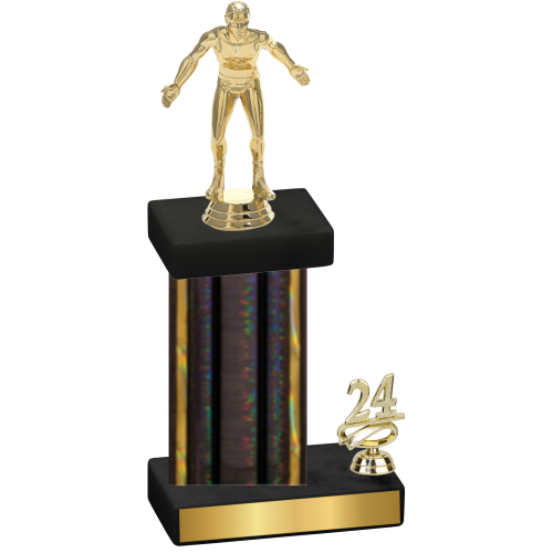 Accented Single Black Glacier Year Wrestling Trophy