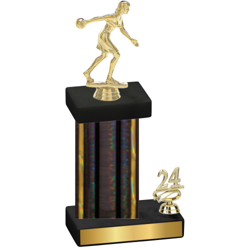 Accented Single Black Glacier Year Bowling Trophy