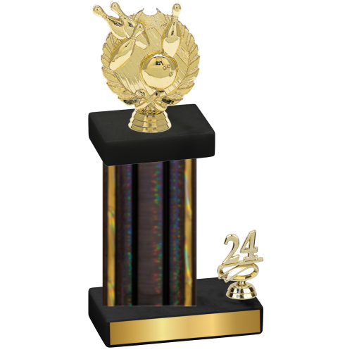 Accented Single Black Glacier Year Bowling Trophy