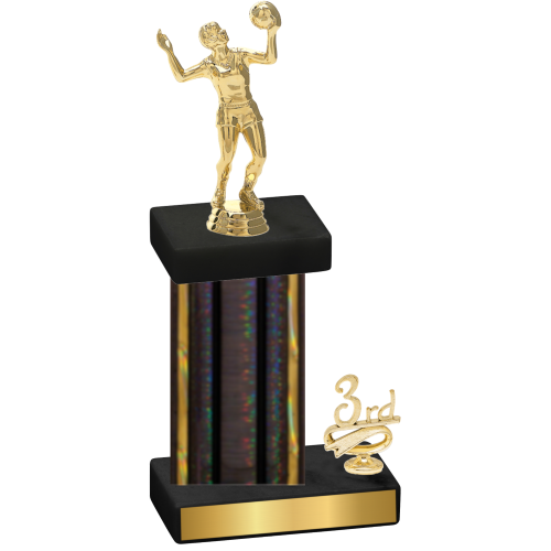 Accented Single Black Glacier Third Place Volleyball Trophy