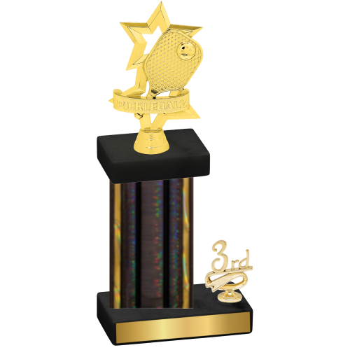 Accented Single Black Glacier Third Place Pickleball Trophy